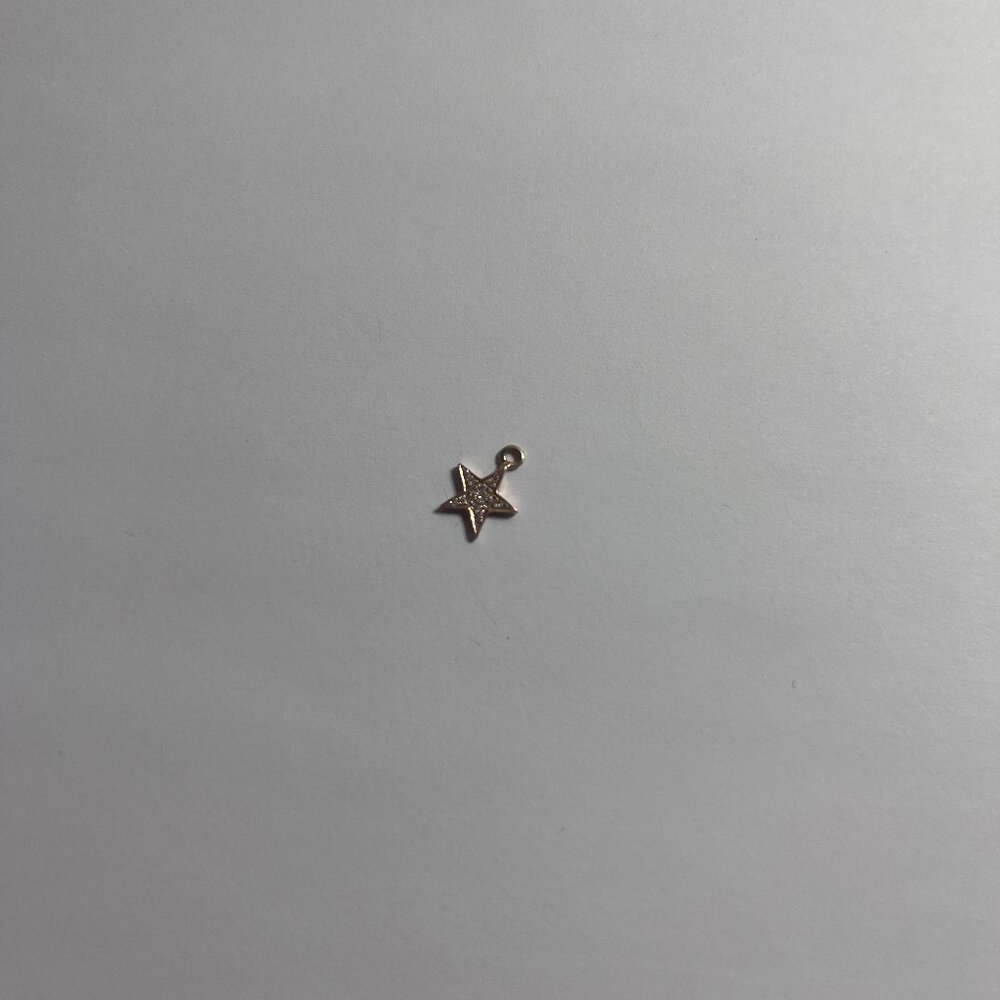 14K Rose Gold and Diamond Star Hoop Charm